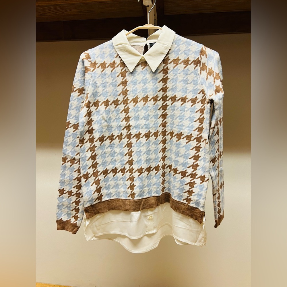 Houndstooth Layered Sweater, brand new, XS